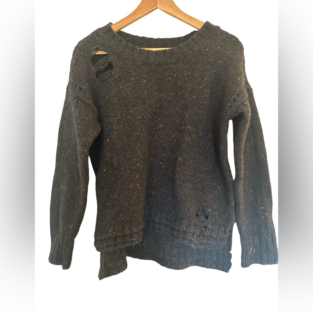 Wildfox After Party Sweater - Distressed Black Sweater